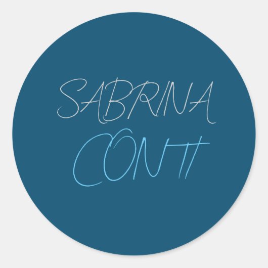 Blauw Toevoegen Naam Modern Minimalistisch Eenvoud Ronde Sticker (Voorkant)