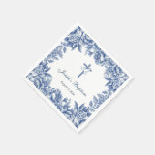 Blauw Toile Bloem Doop Papier servet (Hoek)