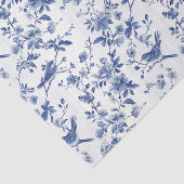 Blauw Toile Bloemenpatroon met Vogels & Strepen Tissuepapier (Detail)