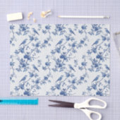 Blauw Toile Bloemenpatroon met Vogels Tissuepapier (Craft)