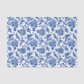 Blauw Toile Bloemenpatroon Tissuepapier (Voorkant)