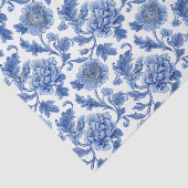 Blauw Toile Bloemenpatroon Tissuepapier (Detail)