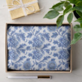 Blauw Toile Bloemenpatroon Tissuepapier (Geschenk)