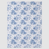 Blauw toile bloemmotief tissuepapier (Voorkant)