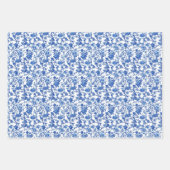 Blauw Toile Bouquet 3 Inpakpapier Vel (Voorkant 2)