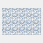 Blauw Toile Bouquet 3 Inpakpapier Vel (Voorkant)