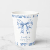 Blauw Toile Bow Baby shower Papier Cups Papieren Bekers (Achterkant)