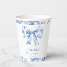 Blauw Toile Bow Baby shower Papier Cups Papieren Bekers