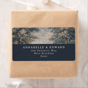 Blauw toile bruiloft vintage wandtapijt elegant etiket