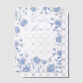 Blauw toile chinoiserie bloemetuin bruiloftsfeest vellum uitnodigingen (Offset (Uitnodiging))