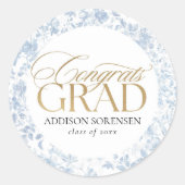 Blauw toile Congrats Grad labels (Voorkant)