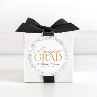 Blauw toile Congrats Grad labels