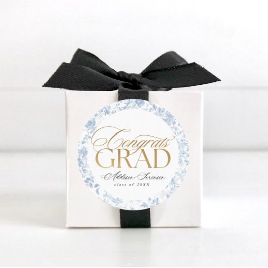 Blauw toile Congrats Grad labels
