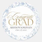 Blauw toile Congrats Grad labels (Voorkant)