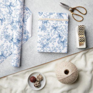 Blauw toile coquette patroon  cadeaupapier