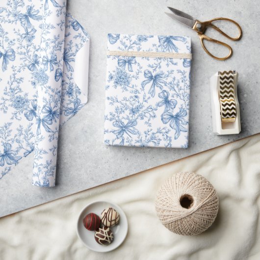 Blauw toile coquette patroon  cadeaupapier (Crafts)