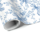 Blauw toile coquette patroon  cadeaupapier (Rol Hoek)