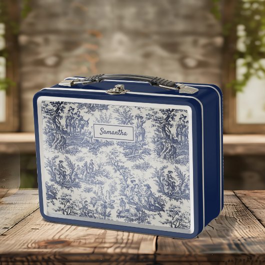 blauw Toile de Jouy bedrukt