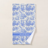  blauw Toile de Jouy bedrukt Bad Handdoek (Handdoek)