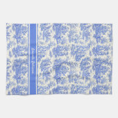  blauw Toile de Jouy bedrukt Theedoek (Horizontaal)