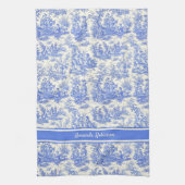  blauw Toile de Jouy bedrukt Theedoek (Verticaal)