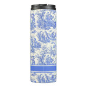 blauw Toile de Jouy bedrukt Thermosbeker (Achterkant)