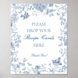 Blauw Toile De Jouy Bloemendruk Delen Een Recept B Poster