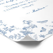 Blauw Toile De Jouy  Bloemtegoed Favorieten Teken Poster (Hoek)