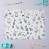 Blauw Toile de Jouy Bos Kerstmis Tissuepapier (Craft)