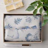 Blauw Toile de Jouy Bos Kerstmis Tissuepapier (Geschenk)