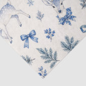Blauw Toile de Jouy Bos Kerstmis Tissuepapier (Detail)