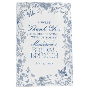 Blauw Toile De Jouy Bruids Brunch Cadeautjes Medium Cadeauzakje