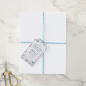 Blauw Toile De Jouy Bruids Brunch Favoriets Cadeaulabel (Met Touw)