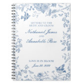 Blauw Toile De Jouy Bruidsbrieven Bruid en Bruideg Notitieboek (Voorkant)