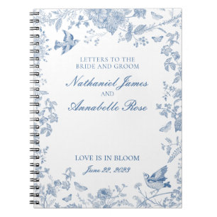 Blauw Toile De Jouy Bruidsbrieven Bruid en Bruideg Notitieboek