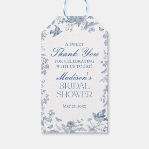 Blauw Toile De Jouy Bruiloftsfeest Favoren Cadeaulabel