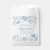 Blauw Toile de Jouy Floral Bruids Brunch Dessert Bedankzakje (Voorkant)