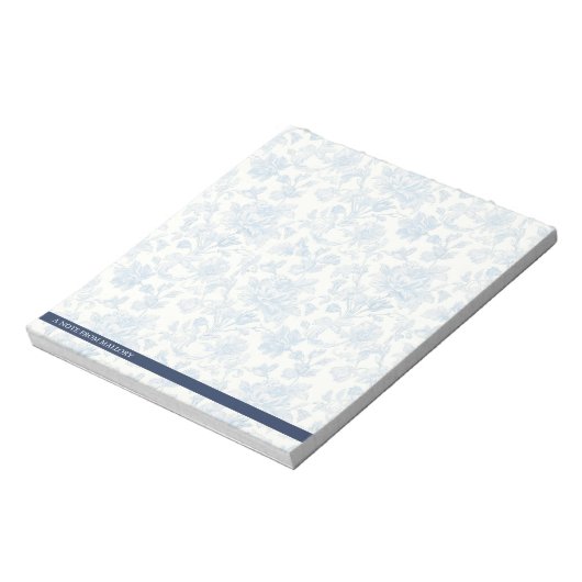 Blauw Toile de Jouy Floral Notitieblok (Linkerzijde)
