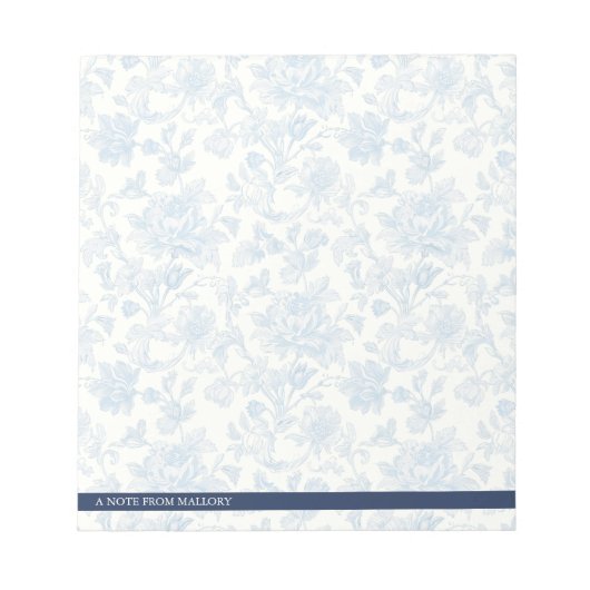 Blauw  Toile de Jouy Floral Notitieblok (Voorkant)