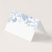 Blauw Toile de Jouy Floral Place Card Tafeldecor Kaart (Achterkant)