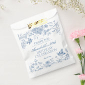 Blauw Toile de Jouy Floral Verjaardag Dessert Bedankzakje (Gezegeld)
