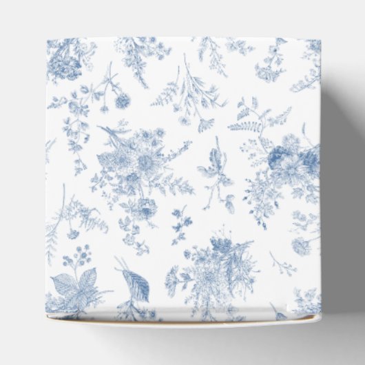 Blauw Toile de Jouy Floral Vrijgezellenfeest gunst Bedankdoosjes (Bovenkant)