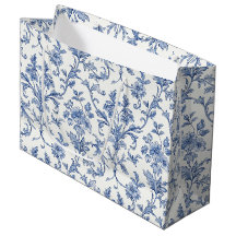 Blauw Toile de Jouy Frans Landelijk Bloemmotief