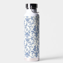 Blauw Toile de Jouy Frans Landelijk Bloemmotief