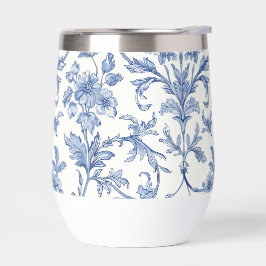 Blauw Toile de Jouy Frans landelijk bloempatroon