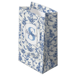 Blauw Toile de Jouy Frans landelijk bloempatroon Klein Cadeauzakje