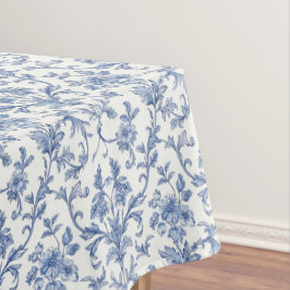 Blauw Toile de Jouy Frans landelijk bloempatroon Tafelkleed