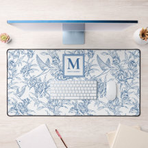 Blauw Toile de Jouy Frans Monogram Naam