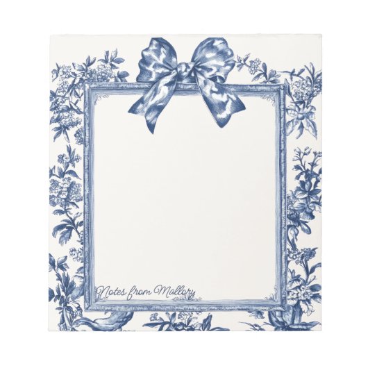 Blauw  Toile de Jouy ingelijst Notitieblok (Voorkant)