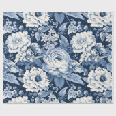 Blauw Toile de Jouy Kerstpatroon Cadeaupapier (Vlak)